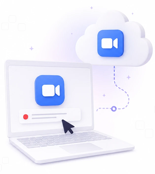 Ноутбук с папкой для записи Zoom на диске и облако Zoom как второй вариант сохранения