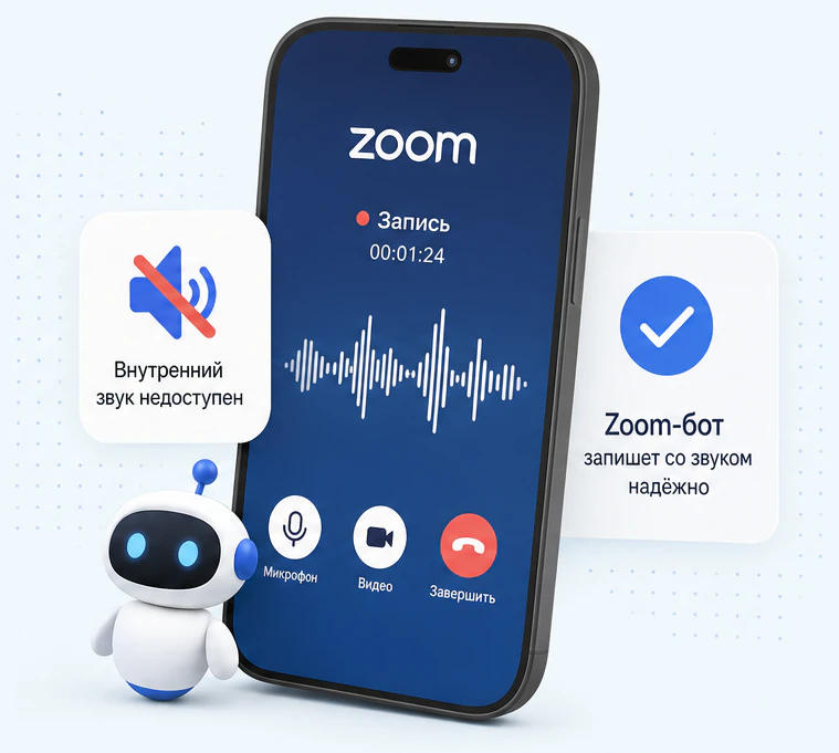 Внутренний звук телефона недоступен сторонним программам, Zoom-бот записывает со звуком