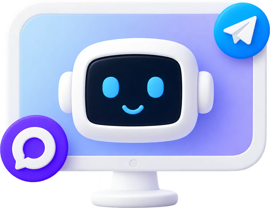 Робот Zoom-бота на экране с иконками Telegram и MAX