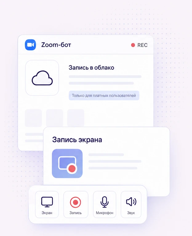 Два способа: запись в облако средствами Zoom и запись экрана средствами устройства